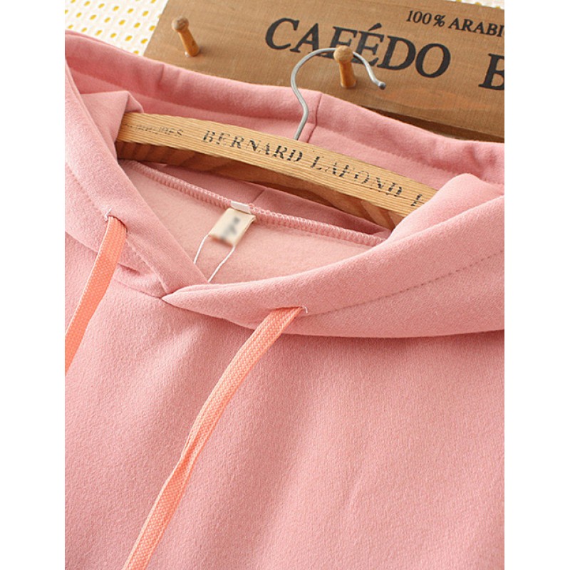 Fashion Pink Letter Decorated Long Hoodie