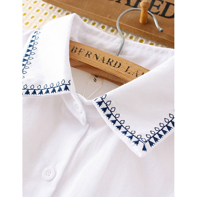 Fashion White Triangle Pattern Decorated Shirt