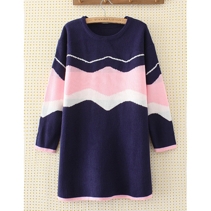 Elegant Navy Color-matching Decorated Sweater