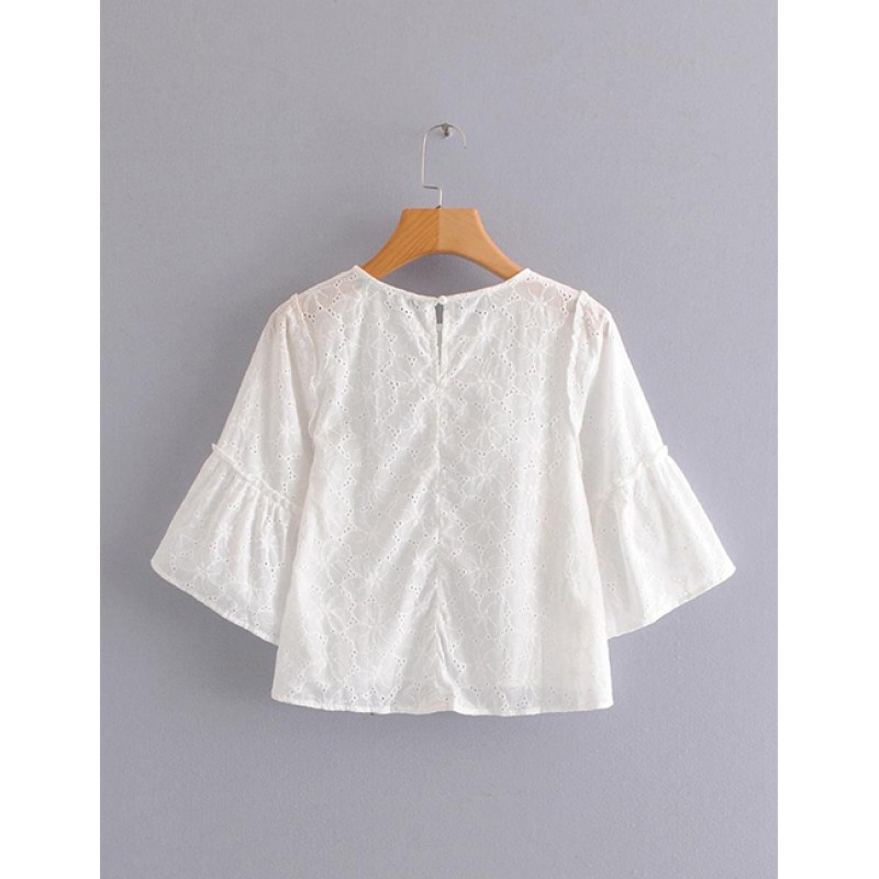 Fashion White Pure Color Design Simple Shirt