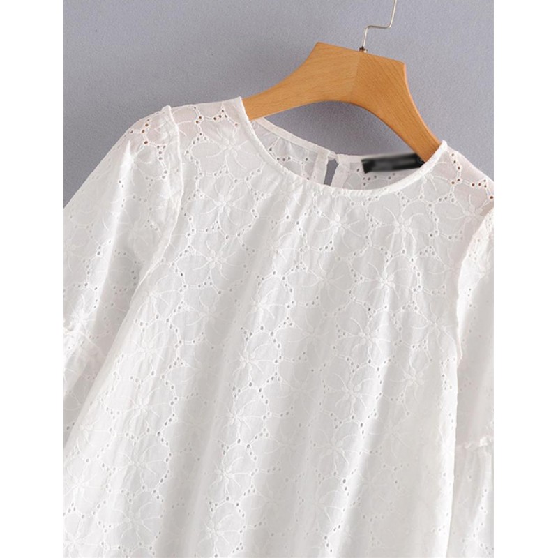 Fashion White Pure Color Design Simple Shirt