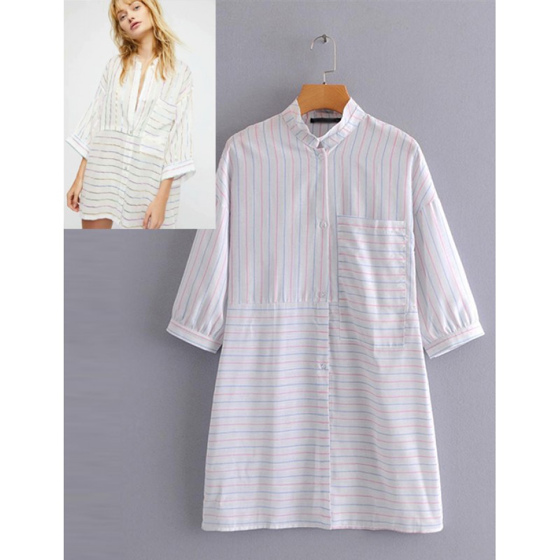 Fashion White Stripe Pattern Decorated Dress