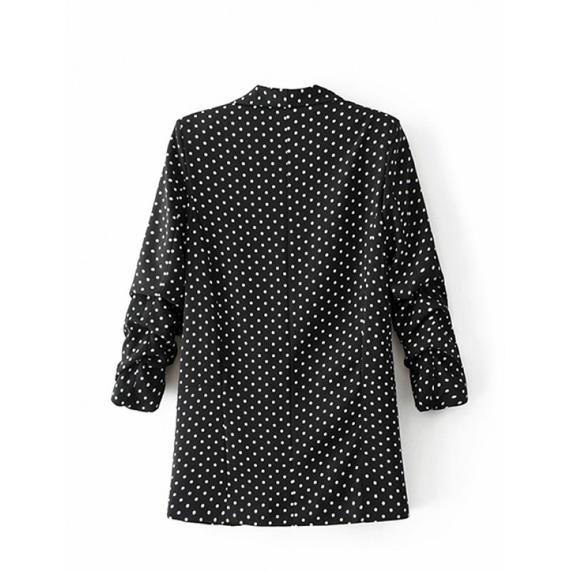 Fashion Black Dots Pattern Decorated Simple Coat