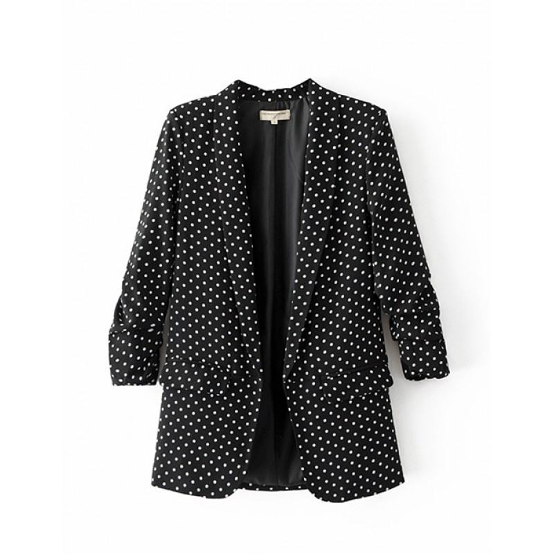 Fashion Black Dots Pattern Decorated Simple Coat