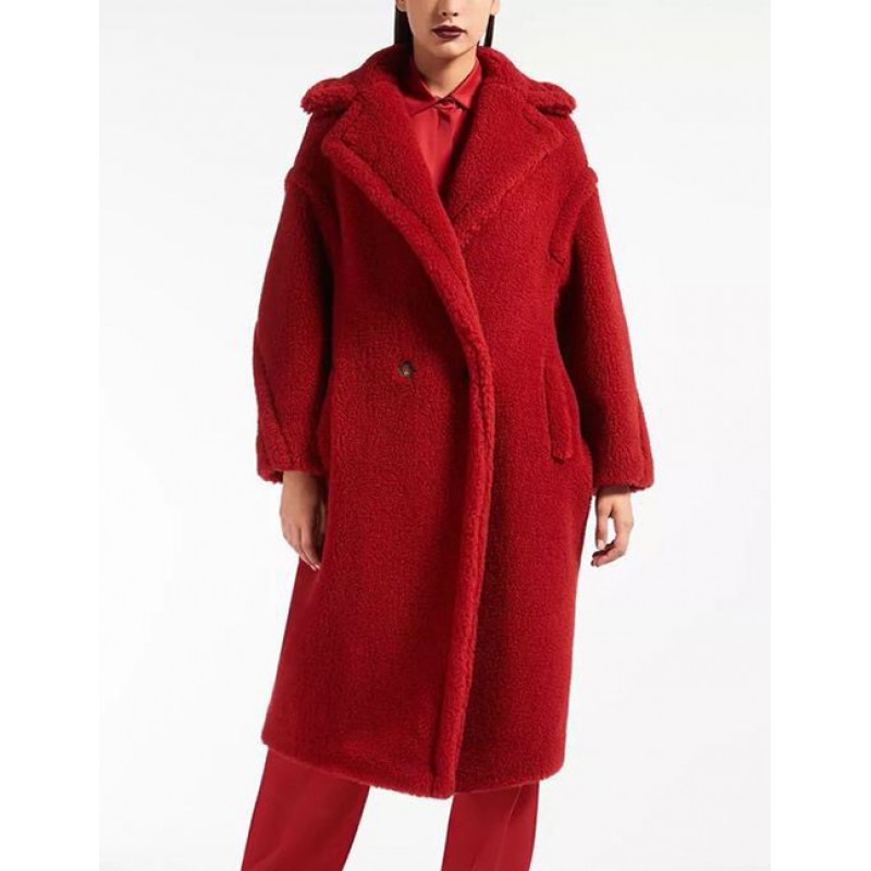 Fashion Red Pure Color Decorated Coat