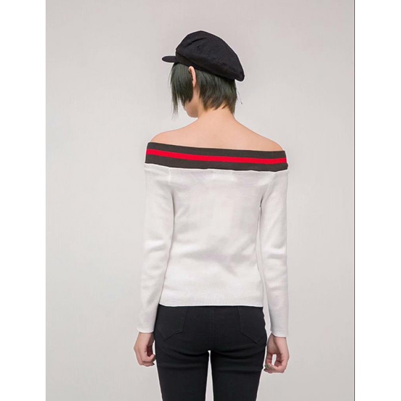 Fashion White Stripe Pattern Decorated Sweater