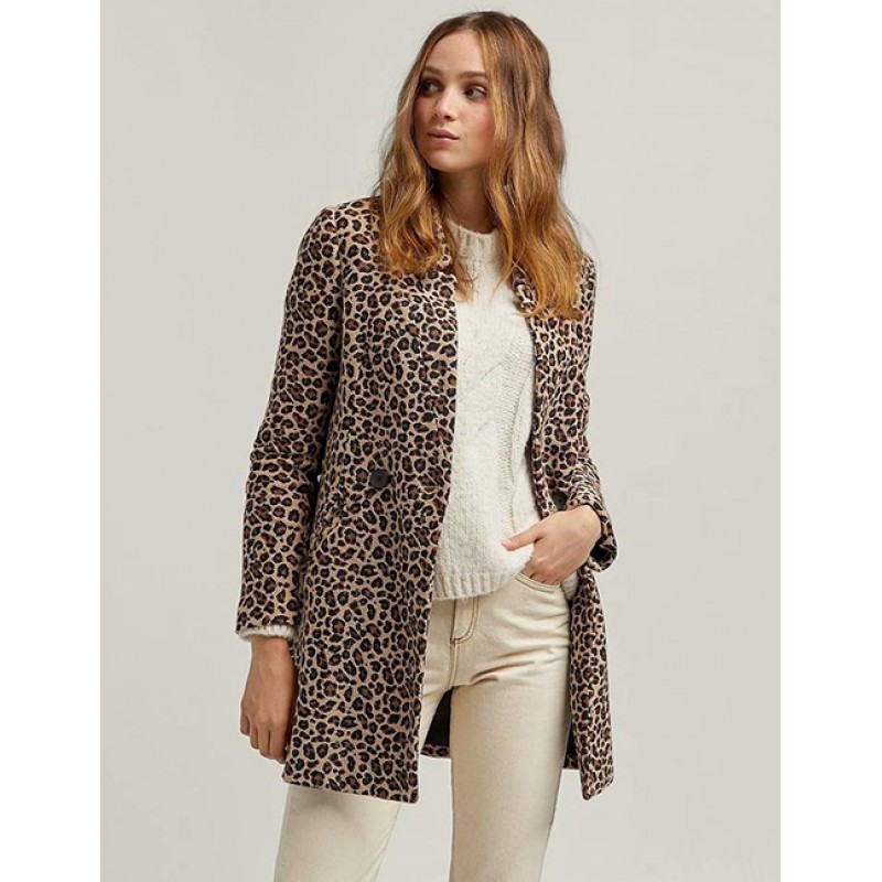 Fashion Brown Leopard Pattern Decorated Coat