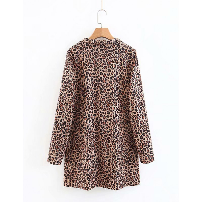 Fashion Brown Leopard Pattern Decorated Coat