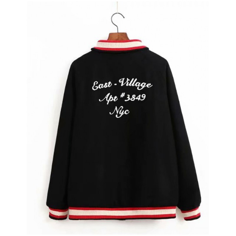 Fashion Black Letter Pattern Decorated Loose Sweater