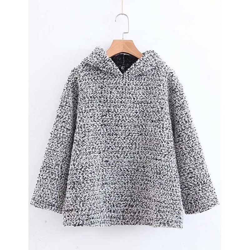 Fashion Gray Pure Color Decorated Simple Hoodie